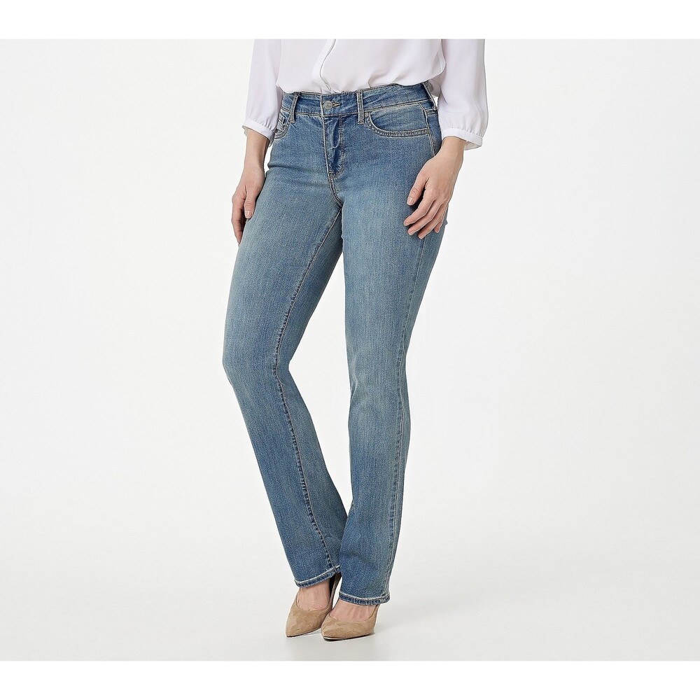 New NYDJ Womens Marilyn Jeans Extra Long Straight Lift x Tuck Celeste Size 4